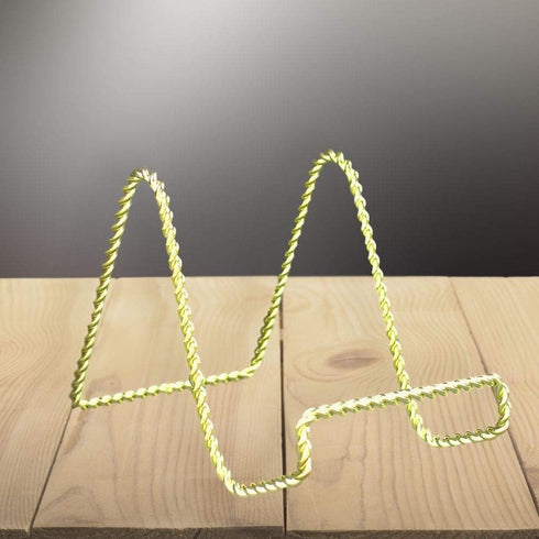 BANBERRY DESIGNS Wire Easel Display Stand - Twisted Brass Metal - 3 Inch - Pack of 6 - Craft Accessory - Small Books or Photos...