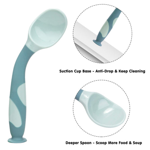 Qshare Baby Utensils Spoons with Travel Safe Case, Toddlers Feeding Training Spoon with Easy Grip and Bendable Function, Perfect Self Feeding Lear...