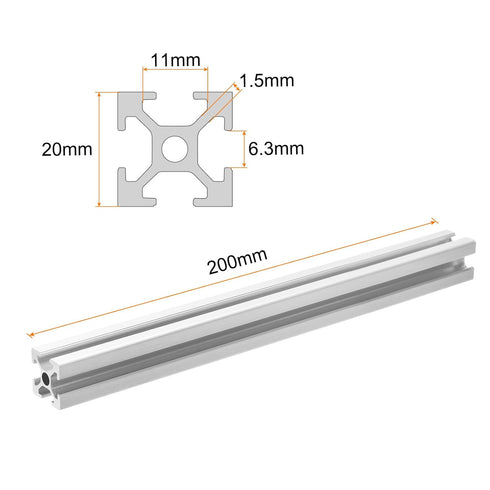 uxcell 4 Pcs T Slot 2020 Aluminum Extrusion Profile European Standard 200mm x 20mm Linear Rail Extrusion Frame for 3D Printer, CNC, DIY (Silver To...