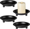 4 Pieces Matte Black Iron Candle Plate Decorative Saucer Style Candle Holder Tray Metal Pedestal Candle Stand for Christmas Table Centerpiece Wedd...