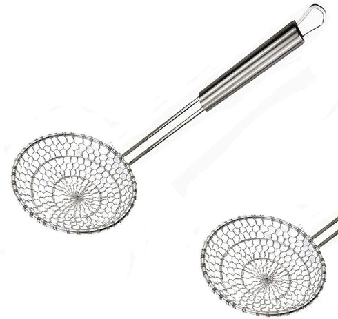 Kaixin Skimmer Spoon Fry Oil Mesh Strainer Spider Stainless Steel Asian Metal Large Fat Fish French Round Slotted Ladle Deep Wire Basket Fine Grea...