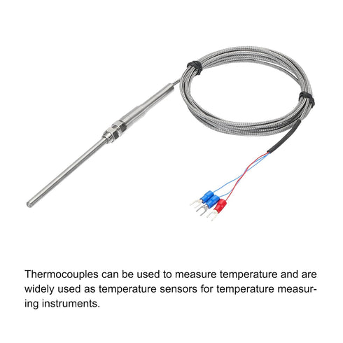 MECCANIXITY 2pcs PT100 RTD Thermocouple Stainless Steel M8 Temperature Sensor Probe -50 to 1300C 10ft 5x100mm...