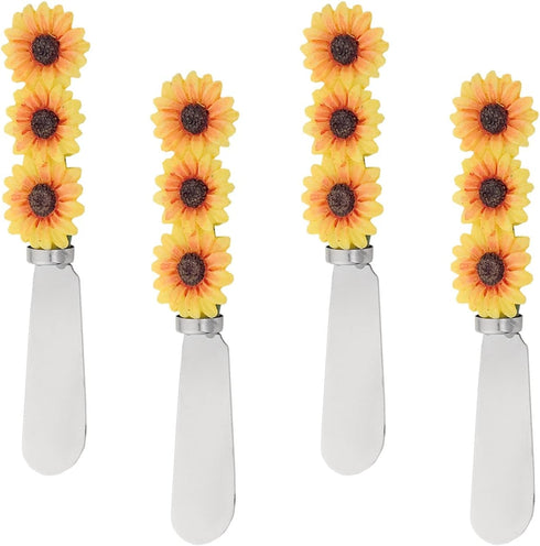 Supreme Housewares Sunflower Cheese Spreaders, Hand-Painted Resin Handles with Stainless Steel Blades for Spreading Cream Cheese, Butter, Jam, or ...