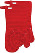 T-FAL 2-Pack Medallion Design 100% Cotton and Silicone Oven Mitt - Heat-Resistant Silicone Grip - Red...
