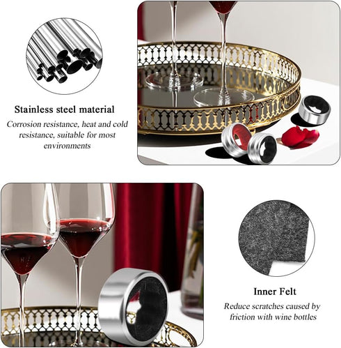Stainless Steel Wine Bottle Collars, Durable Wine Collar Drip Rings, Simple and Sleek Wine Drop Stopper with Felt, Small Handy Gadgets for Kitchen...