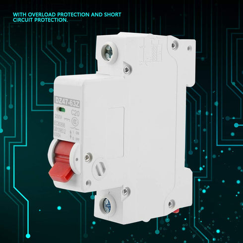 DC Circuit Breaker, 20 Amp Miniature Circuit Breaker DC MCB Single Pole 1 Module Miniature Single Pole Leakage Circuit Breaker for Overload, 6 KA ...