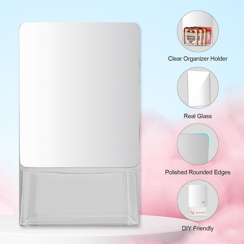 Magnetic Locker Mirror, 6.69" x 5.51" Small Real Glass Mirror with Holder Bag and Magnetic Backing for Coat Lockers School Locker Bathroom Househo...