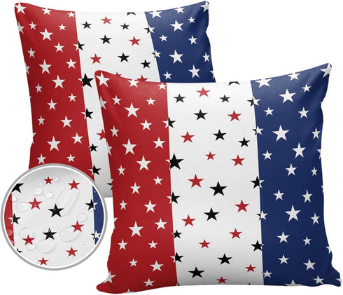 Waterproof Pillow Covers for Couch Throw Pillow Cases Set of 2, Independence Day Decorative Cushion Pillow Covers 18x18In,Indoor Outdoor Decoratio...