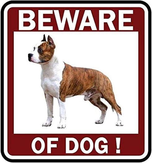 Beware of Dog American Pitbull Bike RED&White Sign Symbol Logo Picture Warning Alert Security Safety for CAR Fence Wall Window Bumper Laptop Home ...