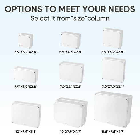 TICONN Electrical Junction Box, IP65 Splash-proof ABS Plastic Project Box Electrical Enclosure (7.9"×7.9"×3.1")...