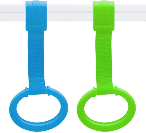 Baby Pull Up Rings, 2 Pcs Bed Stand Up Assistant, Play Gym Crib Pull Ring for Toddler Kids Children Walking Training Tool(Blue and Green)...