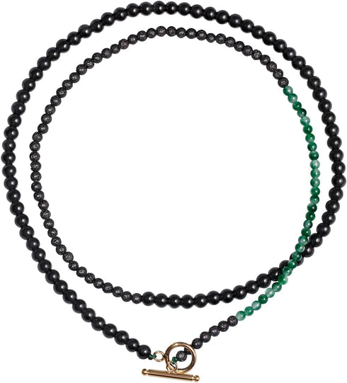 Lava Stone/Black Obsidian/Moss Agate Beaded Layered Choker Necklace for Women Essential Oil Diffuser Healing Crystals and Gemstones Necklaces...