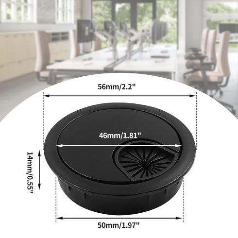 2 Inch Metal Desk Grommet Black Wire Cable Hole Cover for Wire Organizing, Desk Table Grommet for Office and Home...