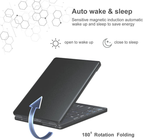 Foldable Bluetooth Keyboard - Portable Wireless Keyboard with Rechargeable Full Size Ultra Slim Folding Keyboard Compatible iOS Android Windows Sm...