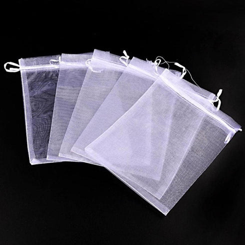 Sets of 50 Gift Bags Organza 4x6 Inch White Drawstring Sheer Fabric Solid Color Recycle Pouch for Jewelry Bracelets Food Baby Shower Christmas Par...