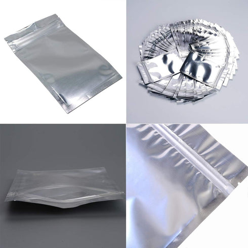 50 Pack Mylar Bags - 5.9x8.7 Inch Resealable Clear Zip Lock Food Storage Bags, Food Safe Plastic Aluminum Material - Silver...