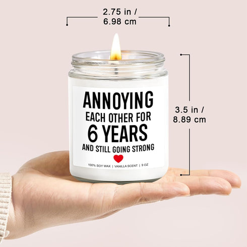 6 Years Candle, Iron Anniversary, Gifts for Him, Her, 6 Year Anniversary, Gifts for Men, Wife, Husband, Women, 6th Wedding Anniversary, Gifts for ...