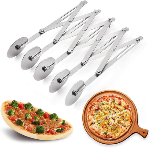 5 Wheel Pastry Cutter, Stainless Pizza Slicer, Expandable Pizza Slicer Multi-Round Pastry Knife Baking Cutter Roller Cookie Dough Cutter Divider...