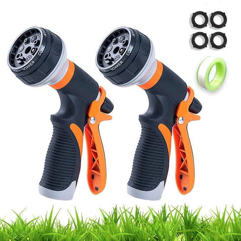 Garden Hose Nozzle 2 Pack Heavy Duty Hose Spray Gun 8 Way High Pressure Hand Sprayer Spray Nozzle for Watering Lawn Car Washing Pet Bathing Sidewa...