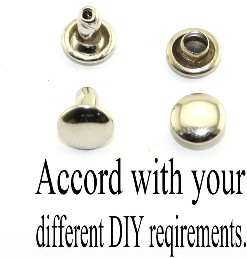 120pcs 6x6mm Silver Double Cap Rapid Rivets Round Head Decorative Rivets DIY Leather Craft Studs 1/4 inch...