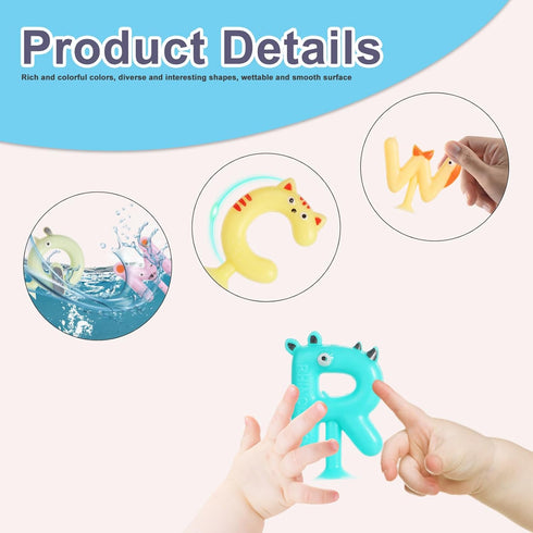 26pcs Suction Cup Letters Toys, Washable Alphabet Educational Toys Learning Spelling Games Educational Bath Toys Kids Interactive Toys Alphabet Le...