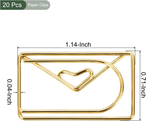 YOKIVE 20 Pcs Paper Clips, Envelope Shape | Keep Desk Neat, Great for Art, Home, Daily Use (Gold)...