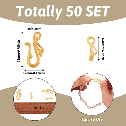 Craftdady 50 Sets Tibetan Gold S Hook Eye Toggle Clasps Metal Closure End Clasps with Bar for Bracelet Necklace Jewelry Making...