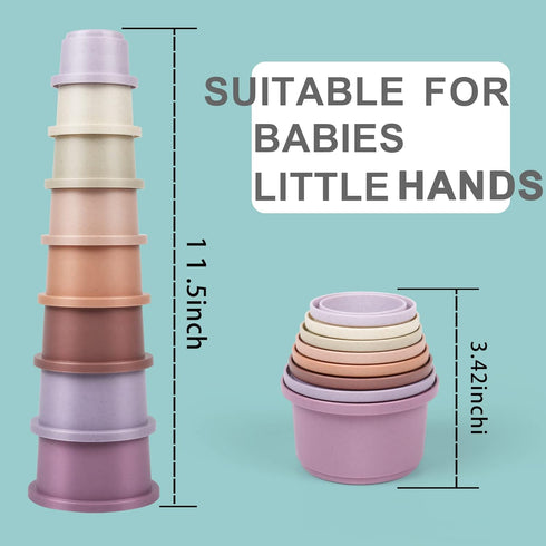 Baby Stacking Toy Cups,Toddler Stackble Bath Toy for 1-3,Nesting Cups Pool Toys for 6-12 Months Infant,Kids Early Educational Montessori Gift for ...