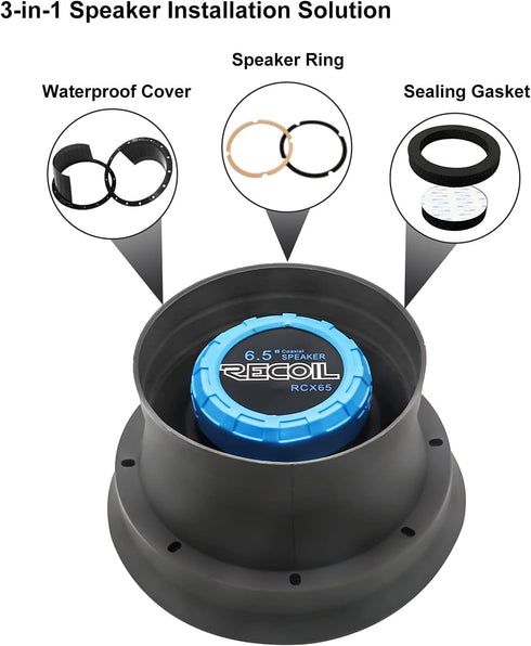 RECOIL SP525 Foldable Silicone 5.25”Car Speaker Baffle Sound Quality Improvement and Speaker Protection One Pair...