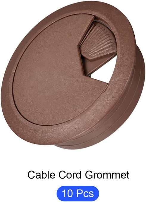 Cable Cord Grommet (53mm/2.09") 10Pcs, Plastic Round Cable Hole Cover Wire Organizer - for Home Desk Cable Wire Management, Brown...