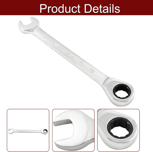 13mm Ratcheting Combination Wrench, 72 Teeth Metric Ratcheting Wrench SAE 12 Point Ratchet Box Ended Spanner Tools...