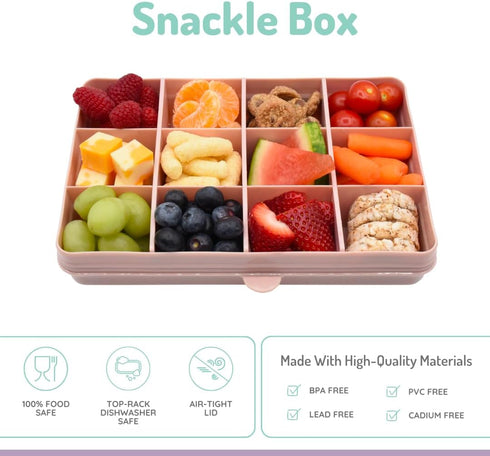 melii Snackle Box – Divided Snack Container, Food Storage for Kids, Removable Dividers, Arts & Crafts, Beads, BPA-Free – 12 Compartments (Pink)...