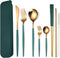 AARAINBOW 8 Pieces Stainless Steel Flatware Set Portable Reusable Cutlery Set Travel Utensils Set Including Chopsticks Knife Fork Spoon Straws Cle...