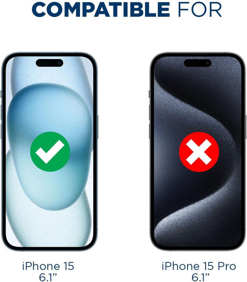 Tech Armor Screen Protector for iPhone 15 6.1 inch - Ballistic Tempered Glass, Case Friendly, Sensor Protection, HD, 9H Hardness, 3 Pack + Bonus C...