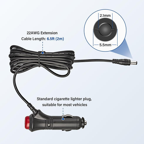 Anina 12V Car Charger Adapter for All Snailax Back Massage Seat Cushion Replacement Power Cord Cable Cigarette Lighter for Snailax Zyllion Fives G...