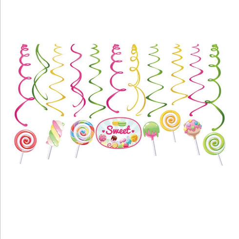 30Ct CandyLand Hanging Swirl Decorations,Lollipop Decorations,Sweet Decorations for Girls,Boys,Kids,Home,Classroom,Office,Baby Shower...
