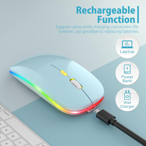?Upgrade? LED Wireless Mouse, Slim Silent Mouse 2.4G Portable Mobile Optical Office Mouse with USB & Type-c Receiver, 3 Adjustable DPI Levels for ...