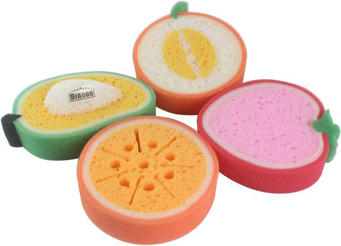 Cute Fruit Style Dish Towels, Kitchen Tool Washing Cleaning Sponge Cloth, Strong Decontamination Scouring Towels, 4PCS (the styles and colors will...
