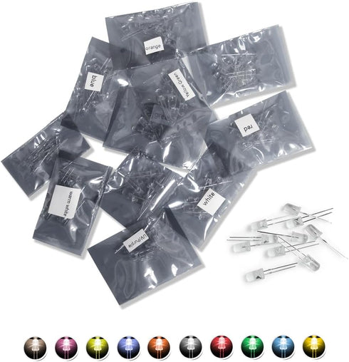 LEDs, Single LED Light LED Diode Lamp DIY Kit with Warm White Red Green Blue Yellow Green Pink UV Purple Orange Clear Transparent Lens Mini Bulbs ...