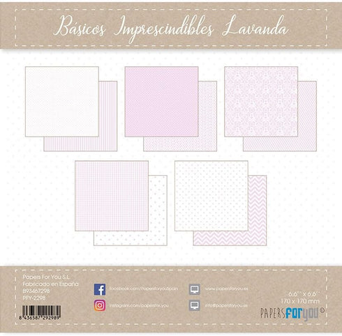 Papers For You - Mini Scrapbooking and Craft Paper Kit | " Lavender Essentials" Collection | Includes 25 Double Sided Papers with Different Design...