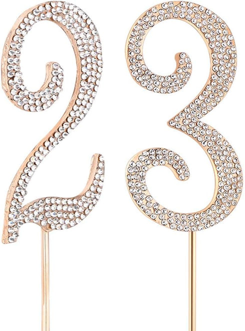 MAGJUCHE Gold 23" Crystal Cake Topper, Number 23 Rhinestones 23rd Birthday Cake Topper, Men or Women Birthday or 23th Anniversary Party Decoration...