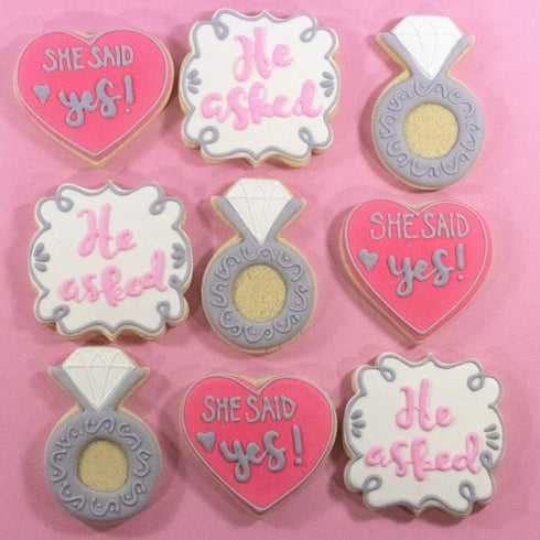 Wedding Cookie Cutter Set-7 Piece-3 Inches-Heart, Diamond Ring, Wedding Cake,Wedding Dress, Rectangle, Square and Oval Plaque Cookie Cutters Molds...