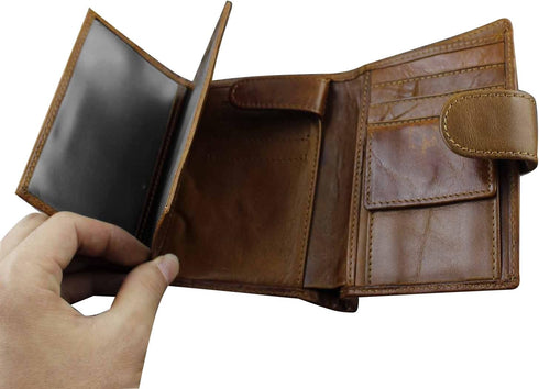 Men's Genuine Leather Biker Star Zipper Card/Money Chain wallet Purse...
