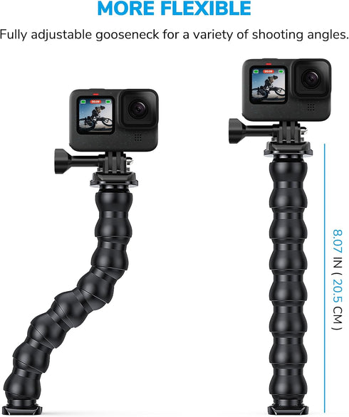 Jaws Flex Clamp Mount Gooseneck Clip Mount Compatible with GoPro Hero 13, 12, 11, 10, 9, 8, 7, 6, 5, 4, Session, 3+, 3, 2, 1, Max, Hero (2018), Fu...