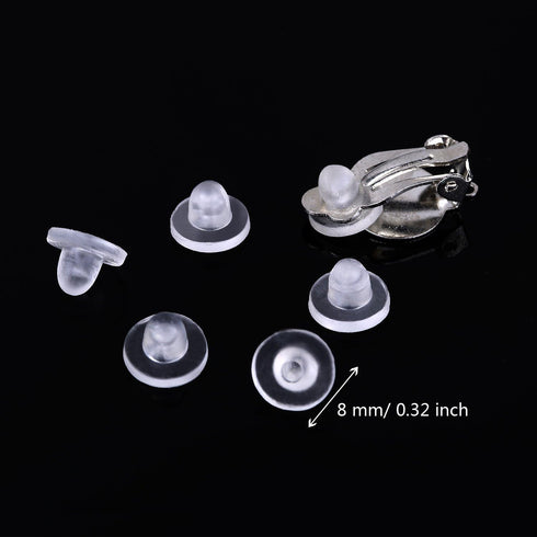 Maxdot 100 Pieces 4 Size Earring Pads Silicone Comfort Earring Cushions for Clips on Earrings, Clear...