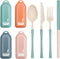 4Pack Folding Cutlery Set with Case, Travel Foldable Collapsible Portable Wheat Spoon Fork Straw Utensil Tableware for Picnic Camping...
