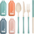 4Pack Folding Cutlery Set with Case, Travel Foldable Collapsible Portable Wheat Spoon Fork Straw Utensil Tableware for Picnic Camping...