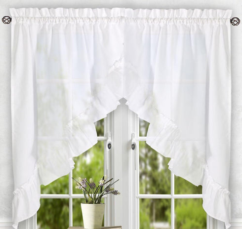 Ellis Curtain Stacey Sheer Balloon Valance, 60" x 15", White...