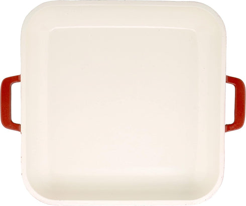 Heiss® Energy-Efficient Cast Aluminum Mini Square Grill Pan for Serving, 10 Ounce, 6" x 6", Red/White...