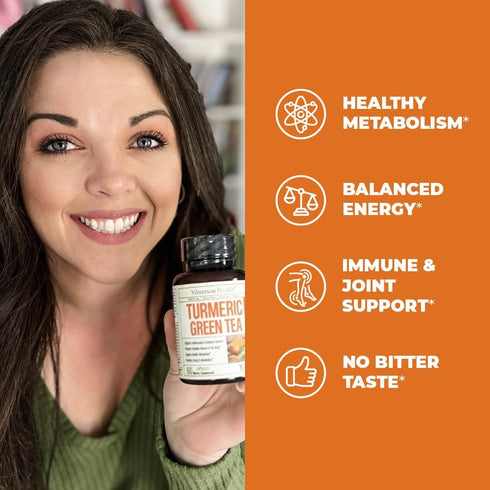 Green Tea Extract Capsules - Green Tea Supplement with Organic Turmeric Curcumin, Black Pepper & Vitamin C for Joint Health, Antioxidant Support &...